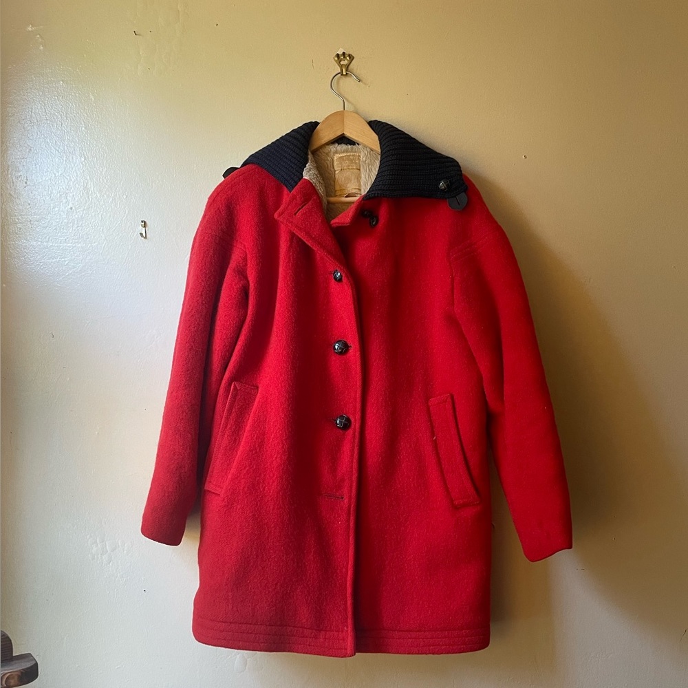 RARE Red 1970s Hudsons Bay Wool Coat Women’s Size 8 S/M